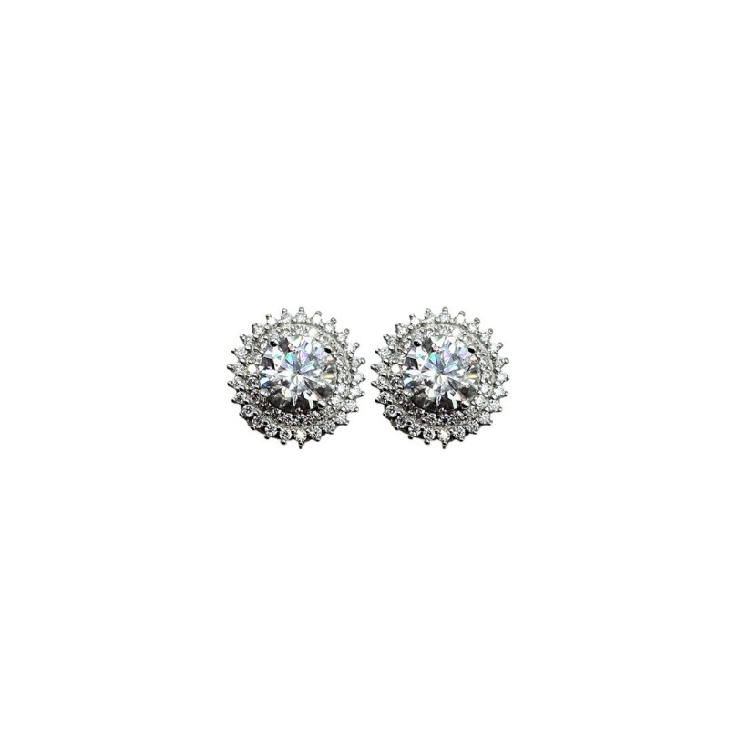 ORECCHINI TONDO CON PAVE' IN ARGENTO E MOISSANITE  2,98 KT MOD. 79245 [790840cb]