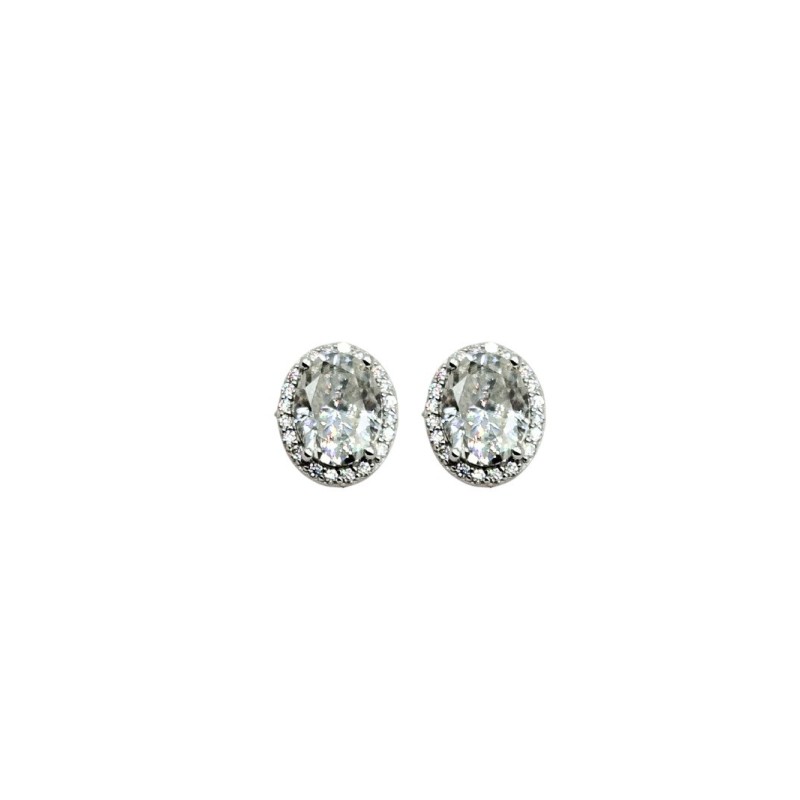 ORECCHINI IN ARGENTO OVALE CON PAVE'MOISSANITE 3,0 KT. MOD. 79320 [b3151844]