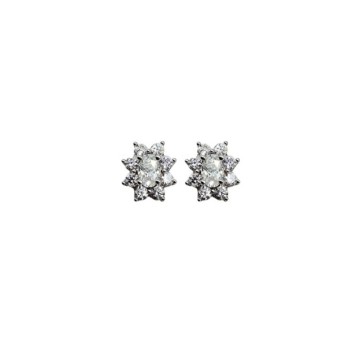 ORECCHINI FIORE CON CENTRALE OVALE IN ARGENTO E MOISSANITE 1,0 KT. MOD. 79359 [67238757]