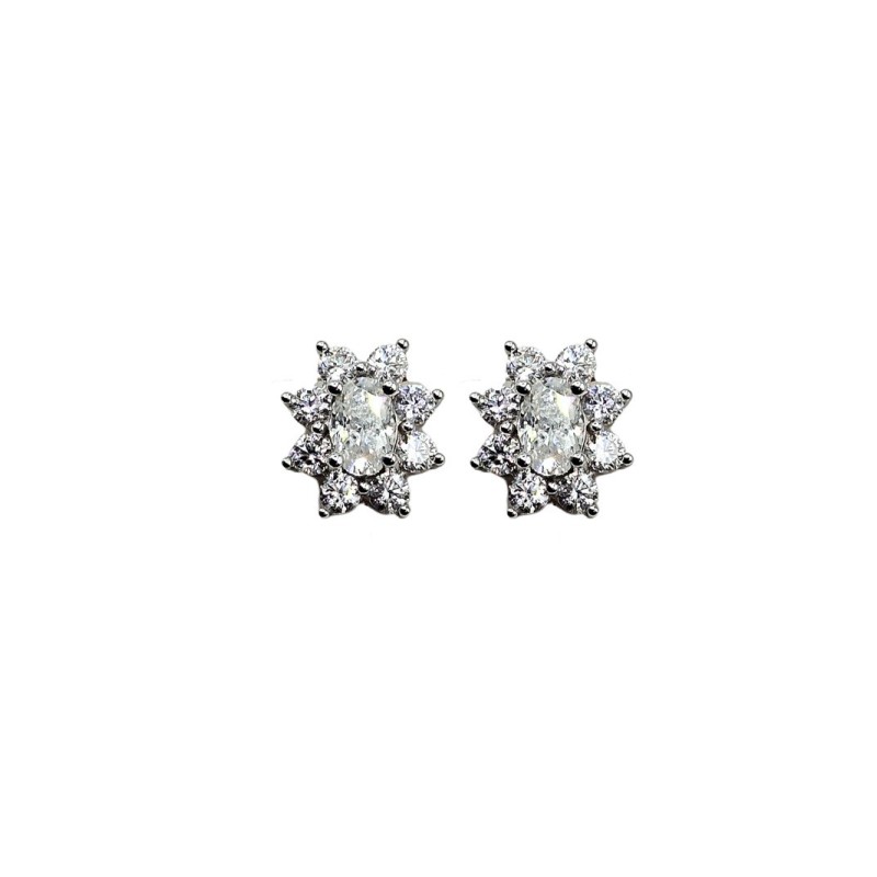 ORECCHINI FIORE CON CENTRALE OVALE IN ARGENTO E MOISSANITE 1,0 KT. MOD. 79359 [67238757]