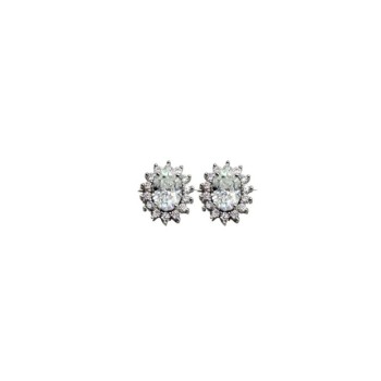 ORECCHINI OVALE CON PAVE' IN ARGENTO E MOISSANITE  2,0 KT MOD. 79361 [31f53539]