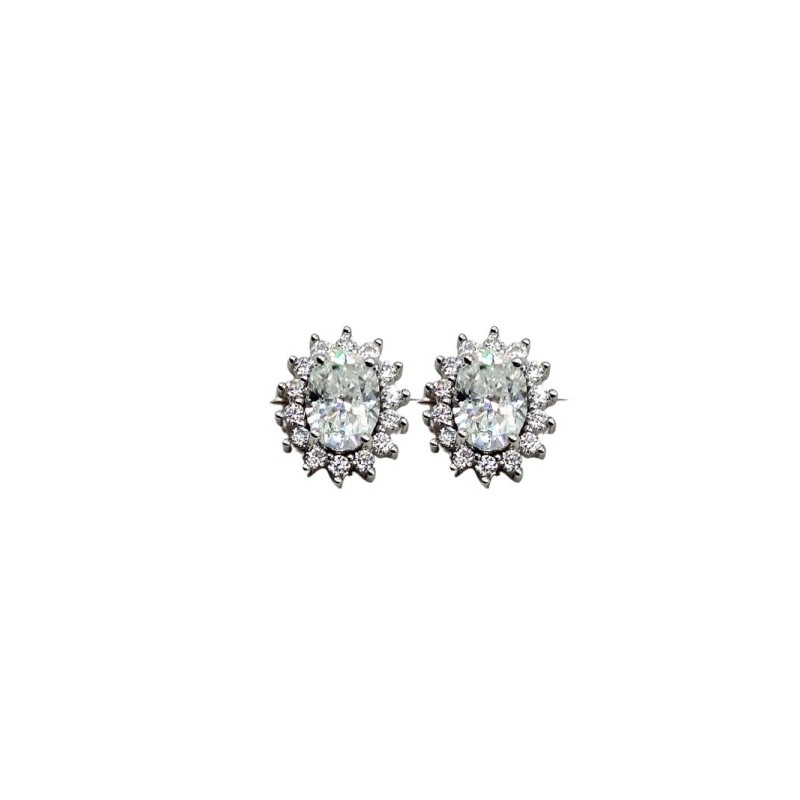 ORECCHINI OVALE CON PAVE' IN ARGENTO E MOISSANITE  2,0 KT MOD. 79361 [31f53539]