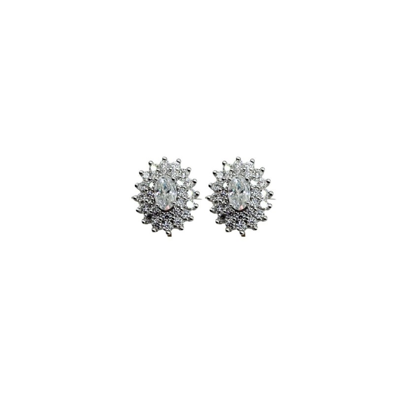 ORECCHINI OVALE CON PAVE' IN ARG. E MOISSANITE 0,6 KT MOD. 79362 [b8005c3b]