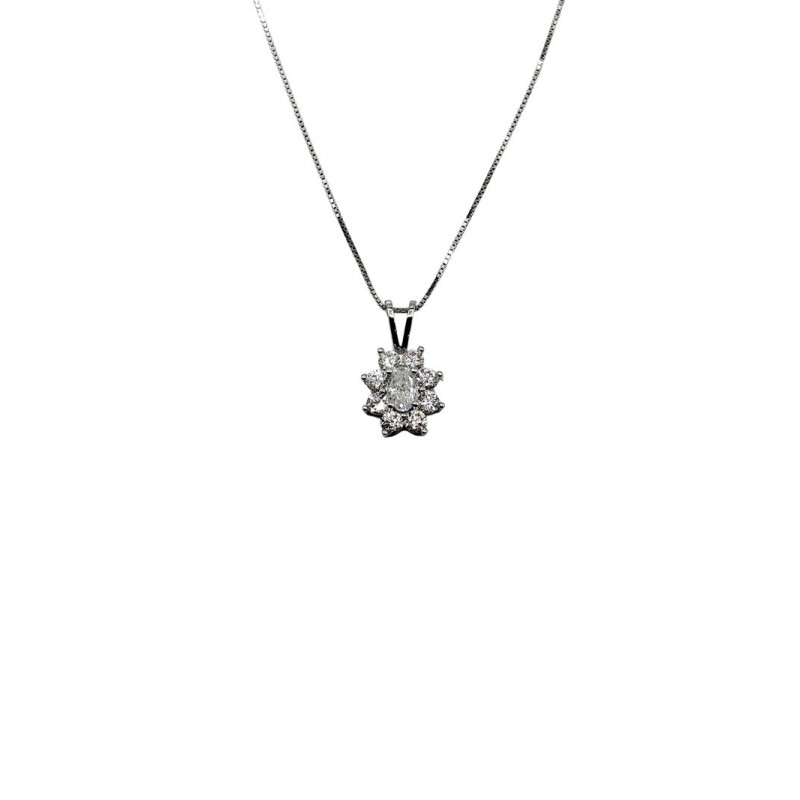 COLLANA CON PENDENTE OVALE DOPPIO PAVE' IN ARGENTO E MOISSANITE 0,50 KT MOD. 79368 [8e3d2836]