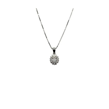COLLANA PENDENTE OVALE CON PAVE' IN ARGENTO E MOISSANITE 1,00 KT MOD. 79369 [0991f037]