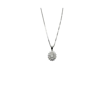 COLLANA CON PENDENTE OVALE E DOPPIO PAVE' IN ARGENTO E MOISSANITE 0,50 KT MOD. 79370 [01c380e4]