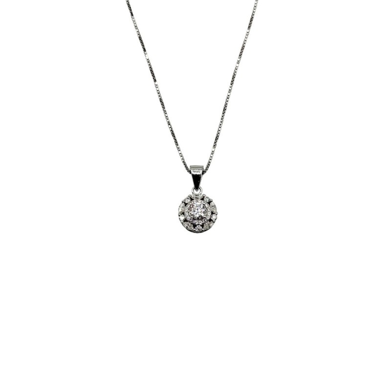 COLLANA IN ARGENTO E MOISSANITE PENDENTE TONDO 0,3 KT MOD. 79374 [1d71e2e3]