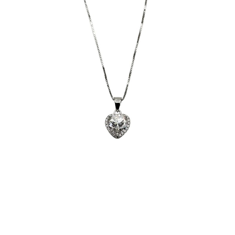 COLLANA IN ARGENTO E MOISSANITE PENDENTE CUORE 2,0 KT MOD. 79376 [132853e0]