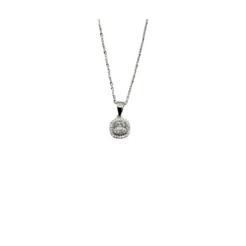 COLLANA PENDENTE QUADRATO CON PAVE' IN ARGENTO E MOISSANITE 0,60 KT MOD. 79403 [f7e38801]