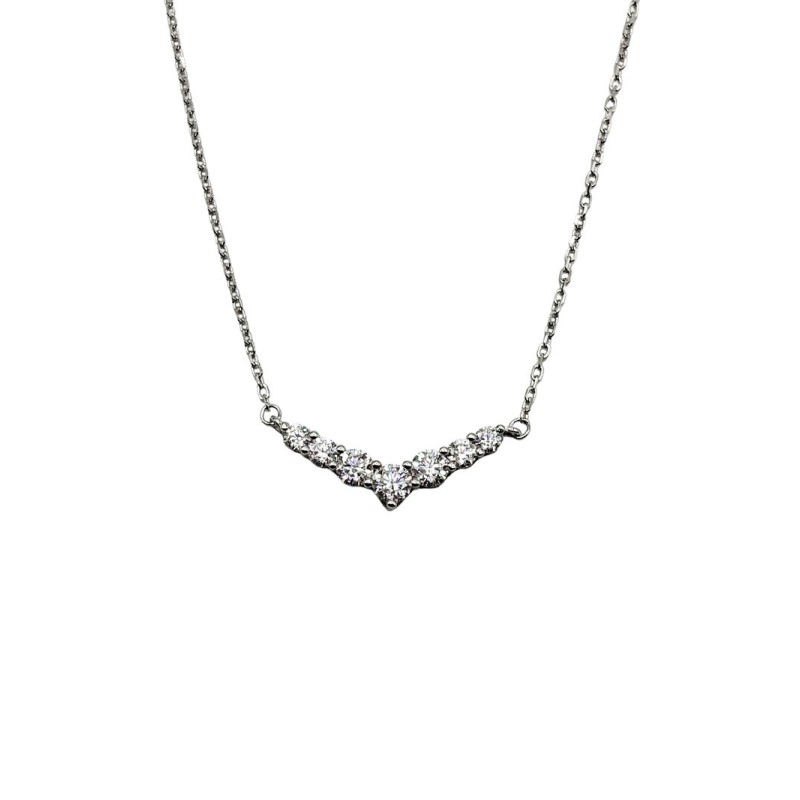 COLLANA CON FASCIA 7 PIETRE CENTRALE IN ARG. E MOISSANITE 1,15 KT MOD. 79504 [efc38e4d]