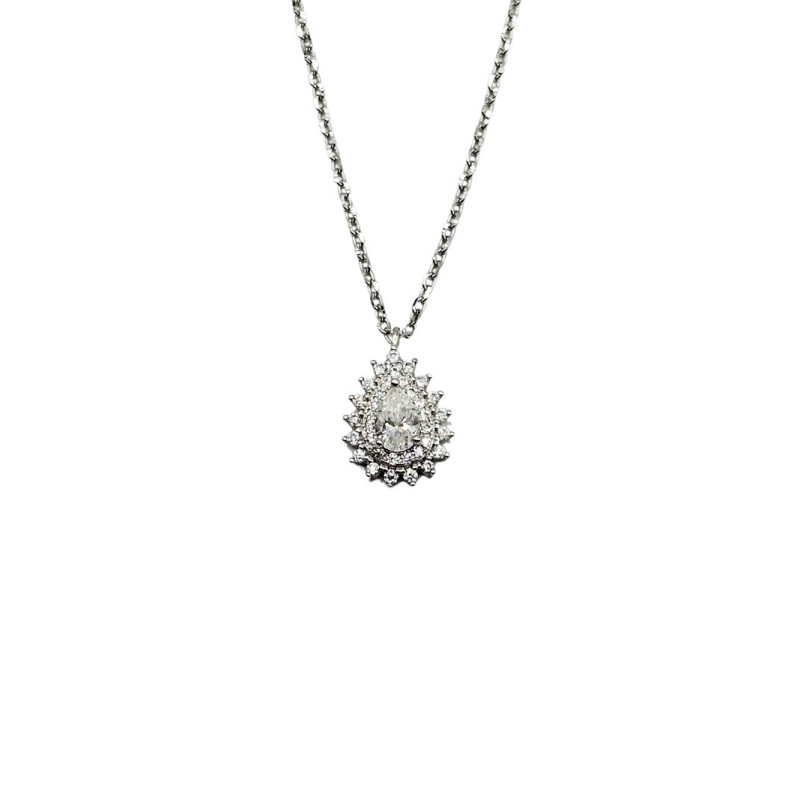 COLLANA PENDENTE A GOCCIA CON PAVE' IN ARGENTO E MOISSANITE 0,63 KT MOD. 79505 [686f564c]