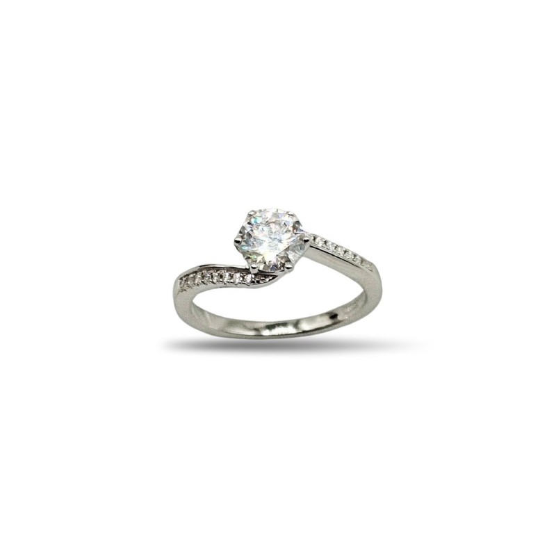 AN. SOLITARIO IN ARG. E MOISSANITE 0,90KT MOD. 79784 [36e0f24c]