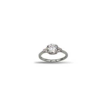 ANELLO SOLITARIO CON PAVE' LATERALE IN ARG. E MOISSANITE 1,2 KT MOD. 79792 [d7a134e5]