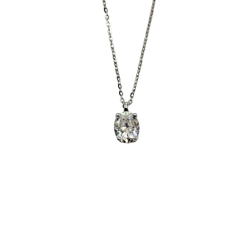 COLLANA PUNTO LUCE OVALE IN ARGENTO E MOISSANITE 2,00 KT MOD. 79874 [8cde1c79]