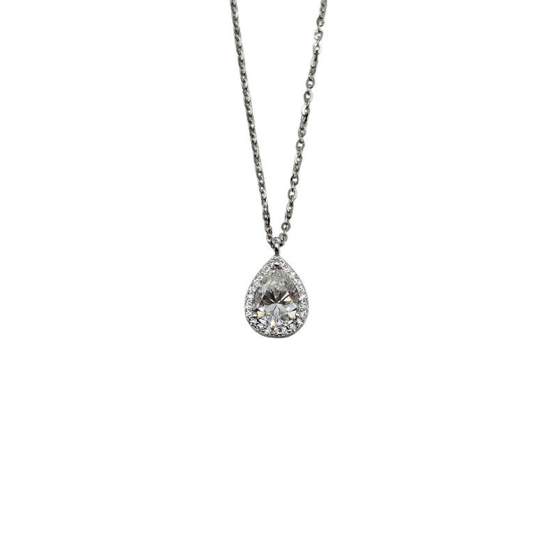 COLLANA PENDENTE A GOCCIA CON PAVE' IN ARG. E MOISSANITE  1,25 KT MOD. 79876 [8287ad7a]