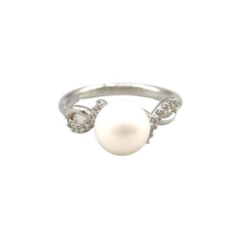 anello oro con perla e zirconi mod.am3-89 [f2822f51]