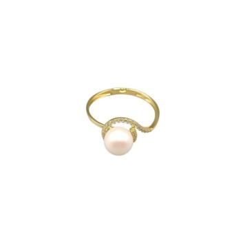 anello oro con perla e zirconi mod.am59-78 [98c40aa1]