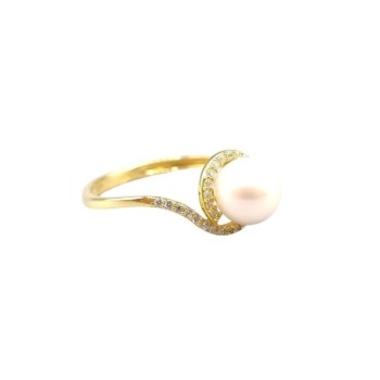 anello oro con perla e zirconi mod.am59-78 [418d1990]