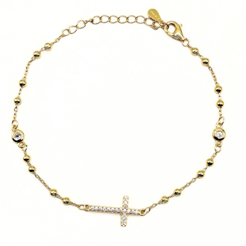 BR.ROSARIO CON CROCE IN ARG. E ZIRCONI MOD. B0197 [f5d41aeb]