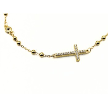 BR.ROSARIO CON CROCE IN ARG. E ZIRCONI MOD. B0197 [2cf259e6]