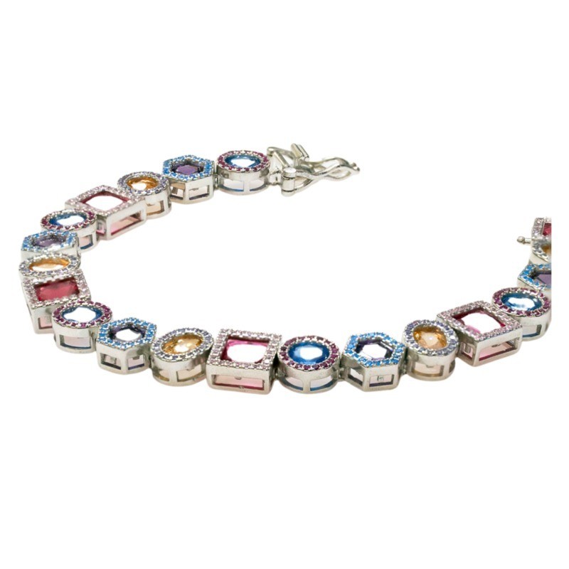 BR. TENNIS CON ZIRC. COLORATI IN ARG. MOD. B0639 [ca1ec838]