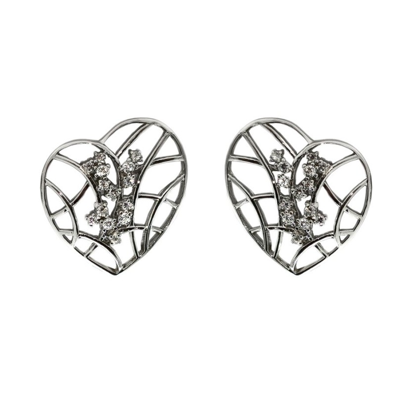 orecchini cuore argento e zirconi mod.bj44 [707ed8e1]