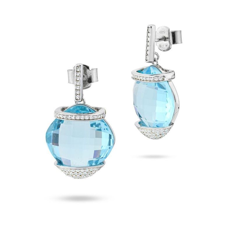 ORECCHINI IN ARGENTO E ZIRC. MOD. BOR141A [c219c387]