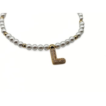 BR. DONNA CON INIZIALE E PERLINE MOD. BRD00502 [faa53d0f]