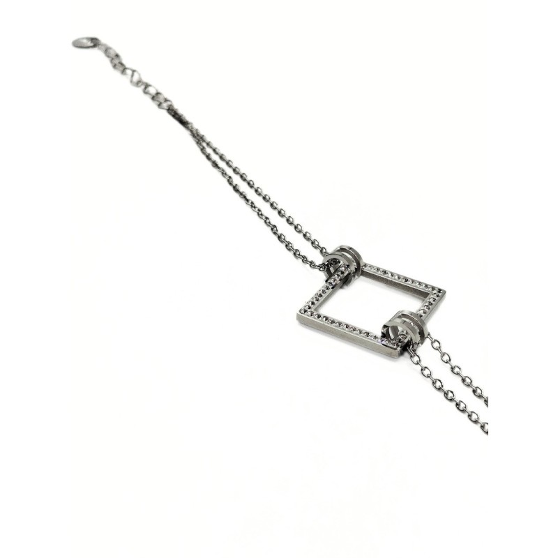 BRACCIALE ACCIAIO QUADRATO E ZIRC. MOD. BRD00524B [cb79492a]