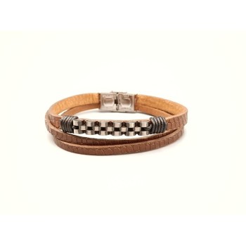 Bracciale uomo in pelle e acciaio Mod. BRU01436 [41dffb32]