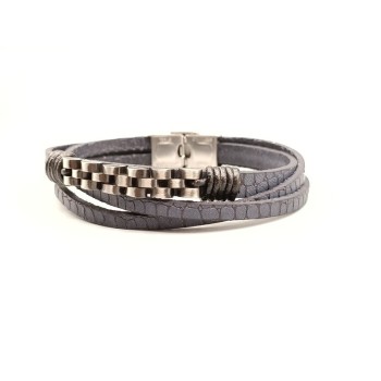 Bracciale uomo in pelle e acciaio Mod. BRU01436 [a6111039]
