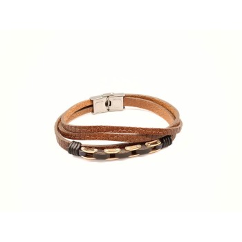 Bracciale uomo in pelle e acciaio Mod. BRU01573 [8fc53236]
