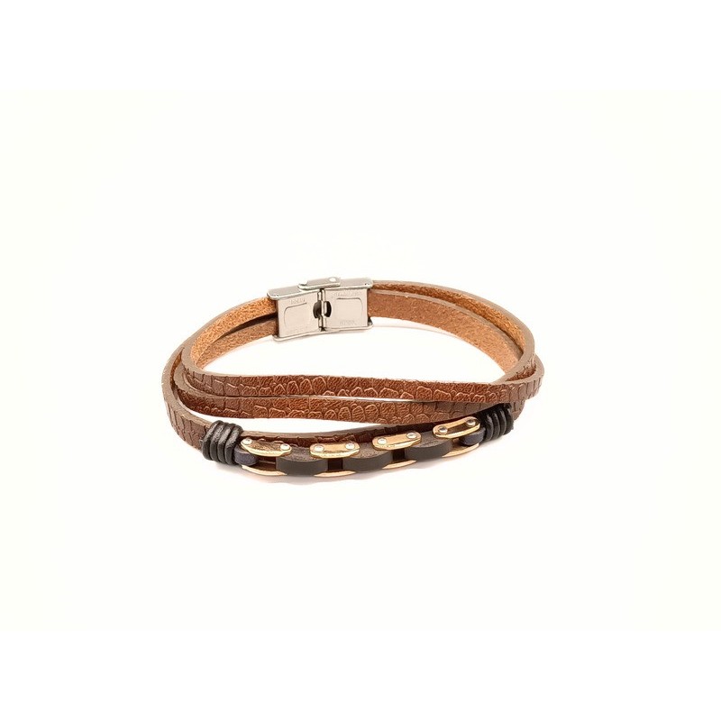 Bracciale uomo in pelle e acciaio Mod. BRU01573 [8fc53236]