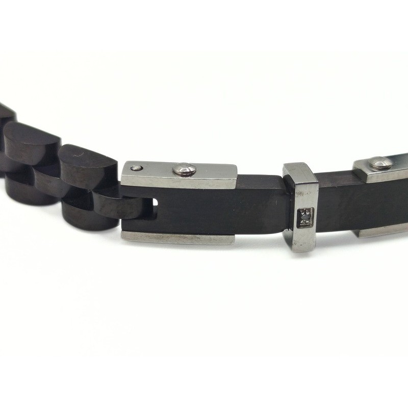 BR. ACCIAIO NERO CON TARGA E ZIRCONE MOD.BRU03283 [73308cf1]