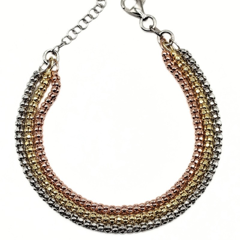 BR IN ARGENTO POP CORN TRE FILI GRANDI MOD. ITAARGBR156 [e2772229]