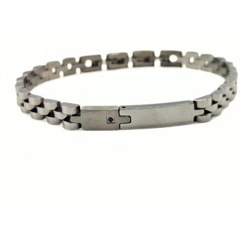 BRACCIALE ACCIAIO CON ZIRCONE NERO MOD. ITABR3500 [fe2a94d5]