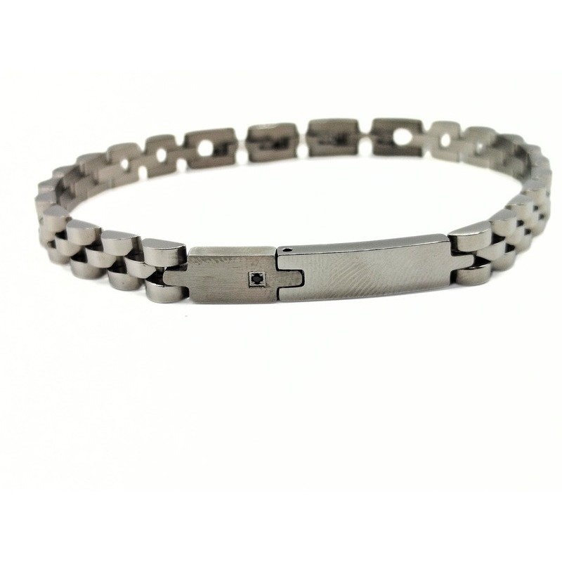 BRACCIALE ACCIAIO CON ZIRCONE NERO MOD. ITABR3500 [fe2a94d5]