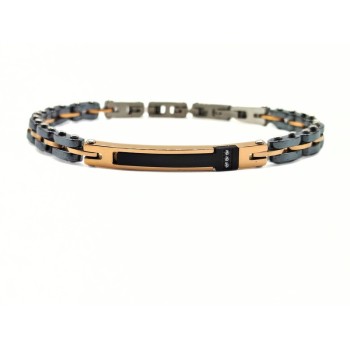 BR. ACCIAIO PIASTRA CON ELEMENTO NERO MOD. ITABR4524 [5392342f]