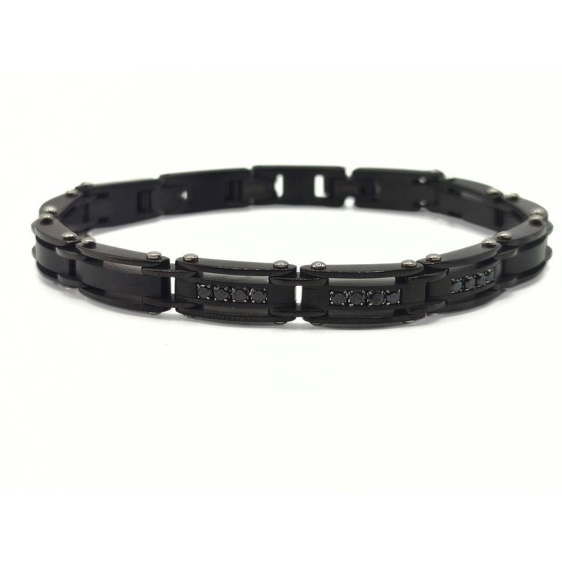 BR ACCIAIO NERO E ZIRCONI NERI MOD. ITABR4893 [8aaf21dd]