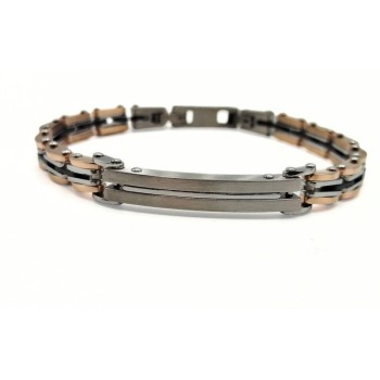 BR. ACCIAIO C/TARGA E PVD NERO E ROSE' MOD. ITABR5842 [95474561]