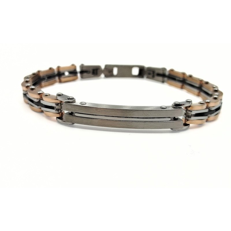 BR. ACCIAIO C/TARGA E PVD NERO E ROSE' MOD. ITABR5842 [95474561]