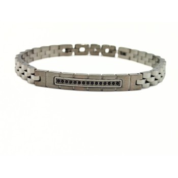 BR.ACCIAIO TARGA CON ZIRCONI NERI MOD. ITABR5985 [fa072911]
