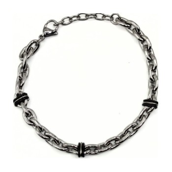 BR. IN ACCIAIO A CATENA C/ELEMENTI NERI MOD. ITABR6507 [215d0c8d]