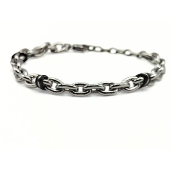 BR. IN ACCIAIO A CATENA C/ELEMENTI NERI MOD. ITABR6507 [f87b4f80]