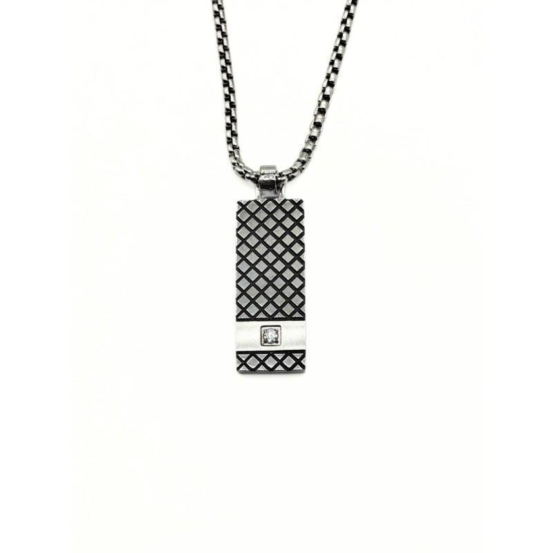 PD. PIASTRA IN ACCIAIO BICOLOR E ZIRCONI MOD.ITAPEND2287 [f37e5332]