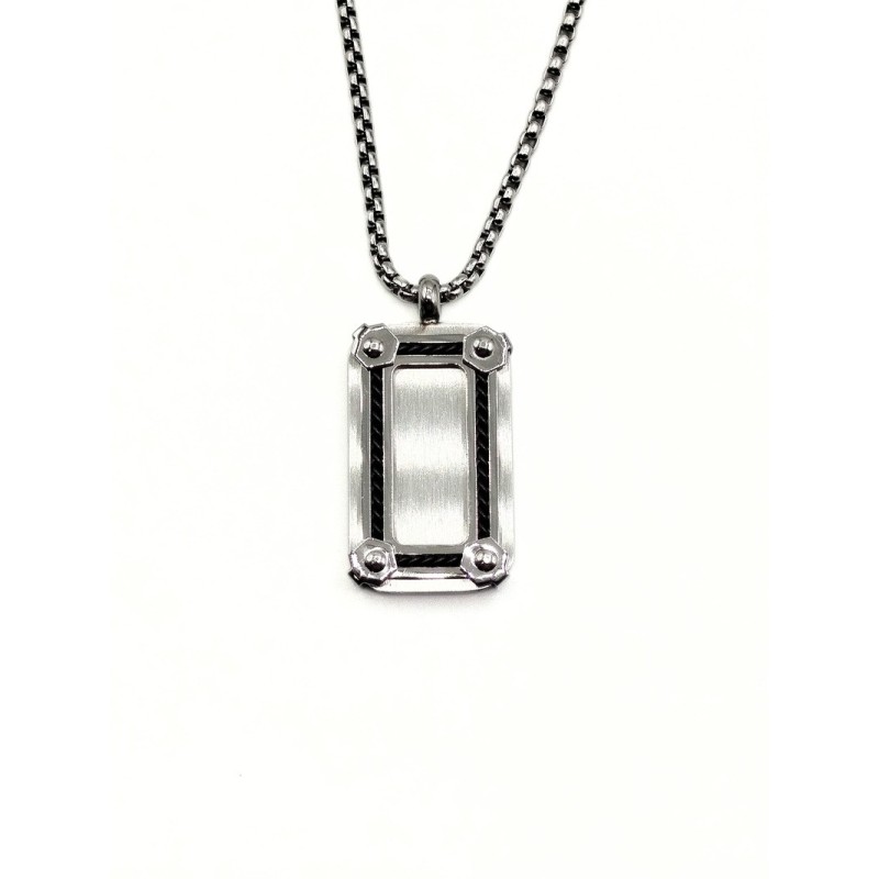 PD. PIASTRA IN ACCIAIO E CORDINO  NERI MOD. ITAPEND2356 [41fbf423]