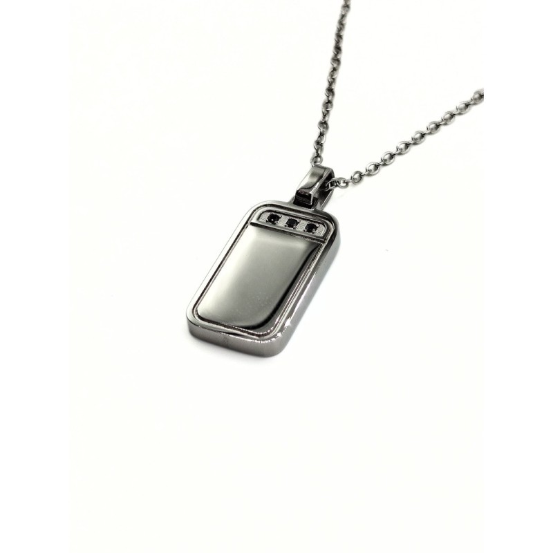 PD. PIASTRA IN ACCIAIO  E ZIRCONI NERI MOD. ITAPEND2361 [ba0e8846]