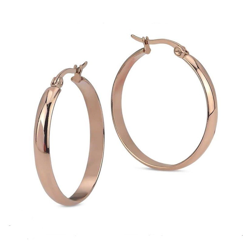 ORECCHINI CERCHIO MEDIO-PICCOLO ACCIAIO ROSATO MOD. LK/OR018 [dfcc8a19]