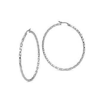 ORECCHINI CERCHIO GRANDE ACCIAIO RODIATO mod. LK/OR10 [4c4e1c4b]