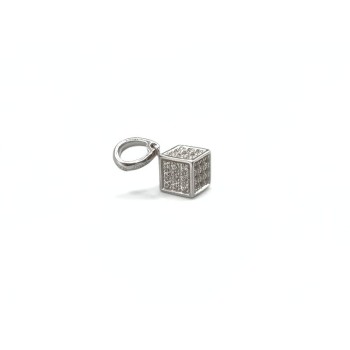 Pendente cubo in oro bianco e zirconi mod.lpdm7-76 [fb235ca0]